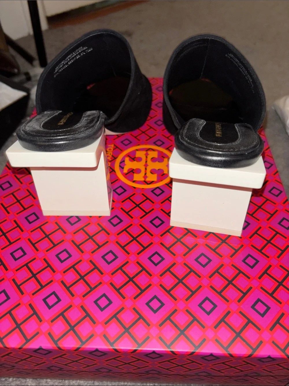 Tory Burch Black Suede Open-Toe Mule Slides